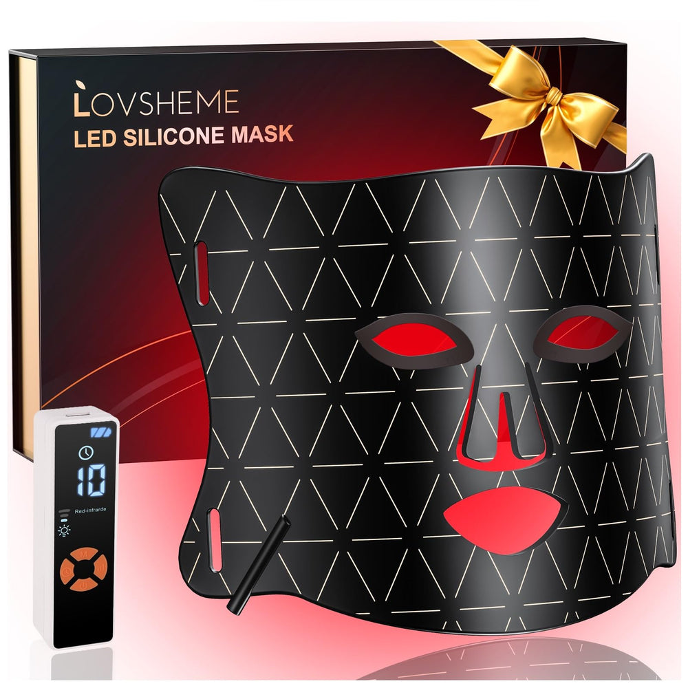 Lovsheme LED Face Mask on the face for at-home light therapy