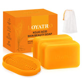 LOYATRO Kojic Acid Turmeric Soap Bar packaging with dish included, ideal for gifting.