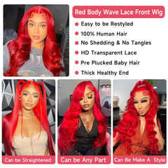 Loyom HD transparent lace red front wig for virtually undetectable scalp.