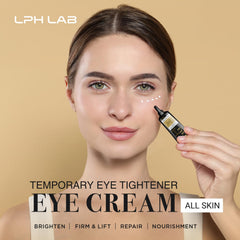 LPH LAB Eye Cream applied to the under-eye area to reduce puffiness.