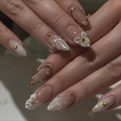 LPOODDNU white French-tip almond nails for salon-quality at-home manicure.