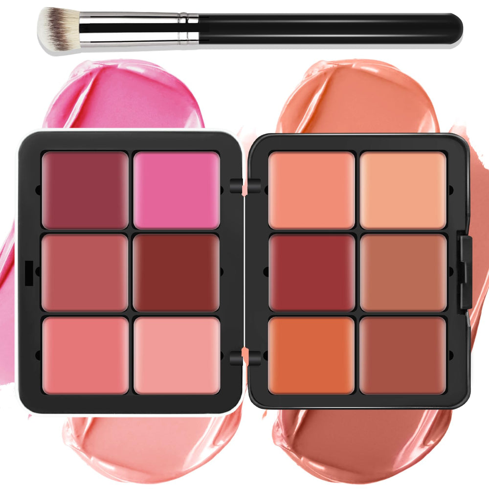 LSxia 12-color cream palette close-up with blendable blush shades.