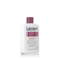 Close-up of Lubriderm Advanced Therapy lotion texture with creamy, non-greasy finish.