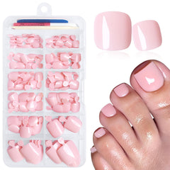 LuckForever 168pc light pink toenails kit for at-home pedicures with natural look