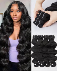Lucklady 16A raw bundles body wave 18-inch closeup highlights premium softness and natural shine.