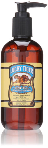 Lucky Tiger shampoo and body wash bottle, 8 oz, ready for a refreshing cleanse.