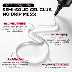 Luckyfairy 4-in-1 semi-solid glue for fast durable hold without lamp curing