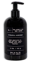 Lulu Candles Pineapple Evergreen lotion bottle delivering long-lasting hydration without greasiness.