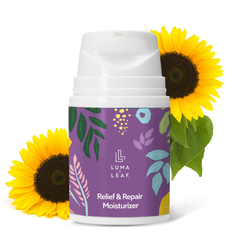 LUMA & LEAF Dry Skin Moisturizer bottle delivers lightweight hydration for sensitive skin