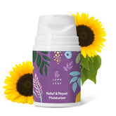 LUMA & LEAF Dry Skin Moisturizer bottle delivers lightweight hydration for sensitive skin