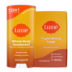 Lume deodorant stick close-up showing smooth glide and 72-hour odor control.