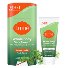 Lume invisible cream tube mini in Fresh Alpine scent, compact for on-the-go odor control