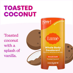 Close-up texture of Lume Smooth Solid toasted coconut for smooth glide