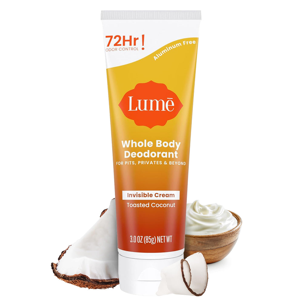 Lume whole body deodorant tube front view for compact, portable odor control