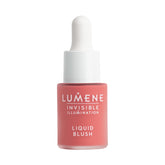 Lumene Invisible Illumination liquid blush bottle showing dewy, buildable color for radiant cheeks