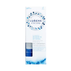 Lumene Nordic Hydra bi-phase pour showing dual hydration for dehydrated skin.