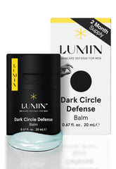 Lumin Men’s Dark Circle Defense Balm tub closeup showing creamy texture for under-eye care