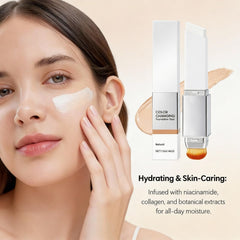 Lumine Skin detachable brush blends foundation with mess-free control.