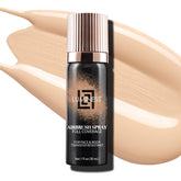 LUMINESS Airbrush foundation bottle close-up highlighting waterproof full-coverage finish.