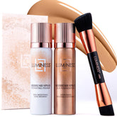 LUMINESS airbrush silk foundation bottle with light warm shade for smooth skin.