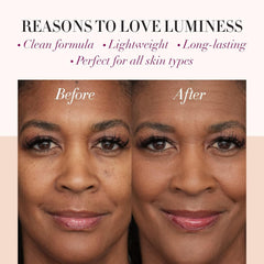 LUMINESS Dual-Sided Angled Buffing Brush blends for a natural finish.