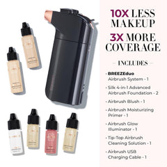 Two Silk Advanced Foundation bottles provide light, even coverage with skin-loving ingredients.
