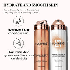 Close-up of hydrated skin with reduced texture after primer and foundation.