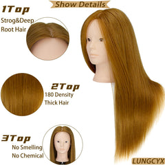 LUNGCYX braiding-focused head with 80% real hair enables diverse styles