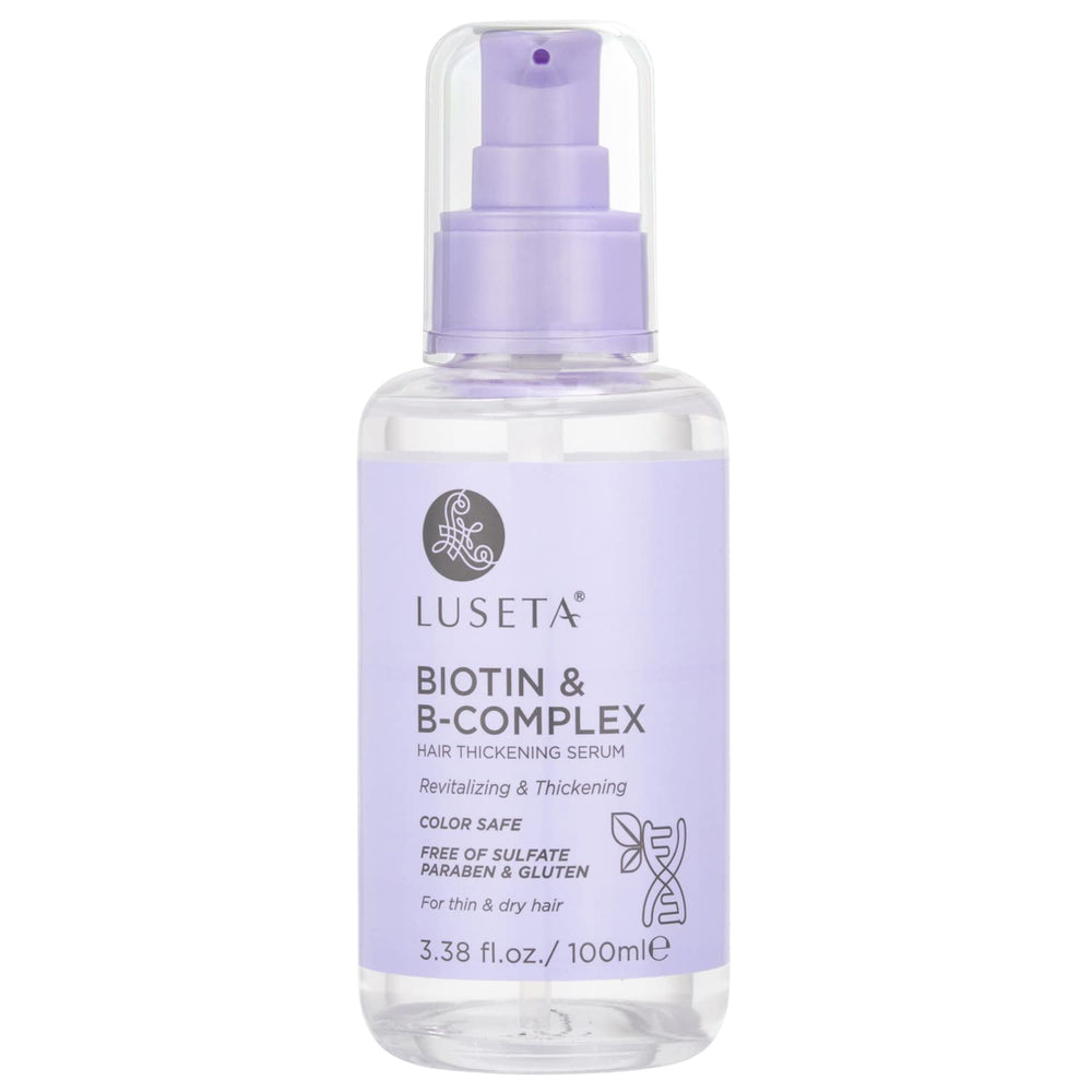 Luseta Biotin B-Complex Hair Oil bottle ready for use to promote fuller-looking hair