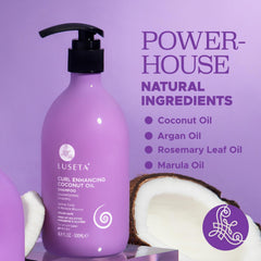 Luseta Curl Enhancing Shampoo on shelf suggests a home spa routine