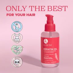 Luseta serum on dry hair ends illustrating conditioning and smoothing effects