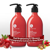Luseta red shampoo bottle for copper brightening.