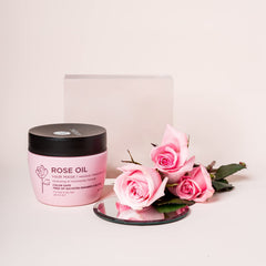 Luseta Rose Oil Hair Mask jar close-up highlighting nourishing texture