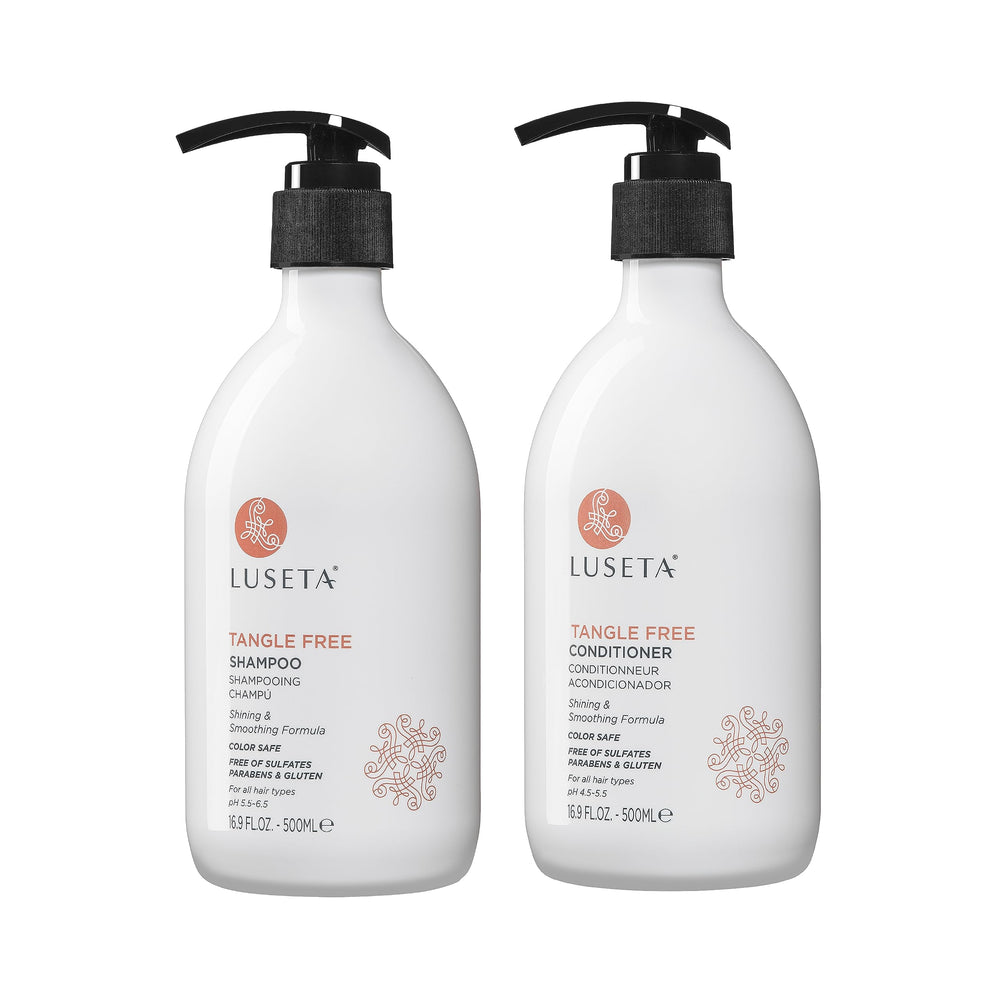 Luseta Tangle Free Routine Shampoo bottle front showing detangling capability.