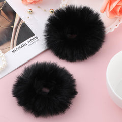 Lusofie black pompom hair tie pair for stylish ponytails