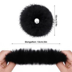 Lusofie faux rabbit fur hair tie closeup showing plush texture
