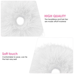 Lusofie plush pompoms ring in white for playful hairstyles.