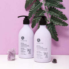 L LUSETA Biotin B-Complex shampoo lather releases caffeine and argan benefits