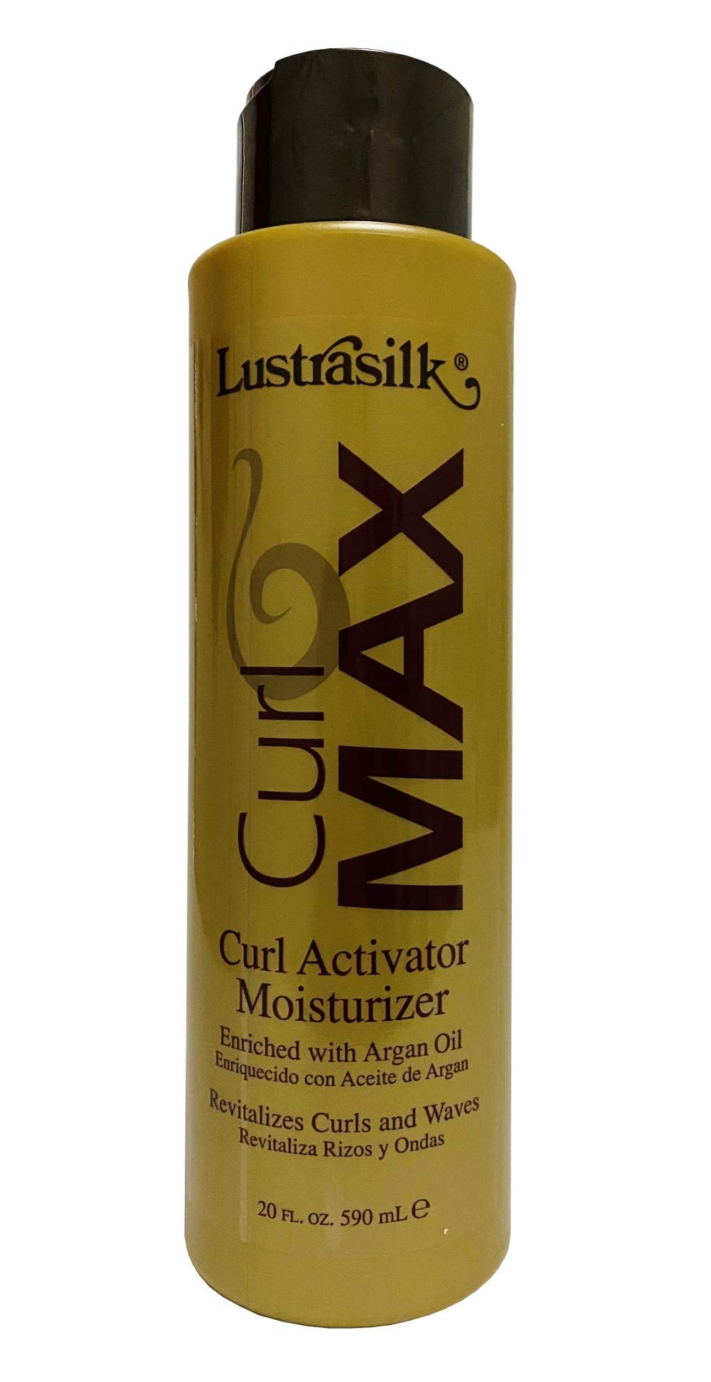 Lustrasilk Max Curl Activator Moisturizer bottle with sleek black packaging and hydration focus.