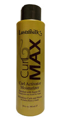 Lustrasilk Max Curl Activator Moisturizer bottle with sleek black packaging and hydration focus.