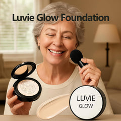 Luvie Glow Mushroom Puff applying foundation for quick, even blending