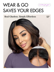 LUVME HAIR 10-inch bob bleached knots for a seamless scalp look.