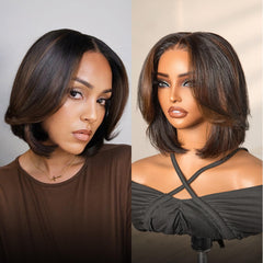 LUVME HAIR 5X5 layered bob front view shows natural hairline for easy wear.
