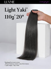 LUVME Yaki Natural Black Remy clip-ins close-up, tangle-free daily wear.
