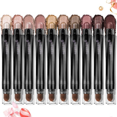 Luxaza Eyeshadow Stick set swatches reveal rich matte and shimmer browns for versatile looks.