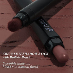 LUXAZA PRO Cinnamon Coco shade applied on eyelids with creamy texture.