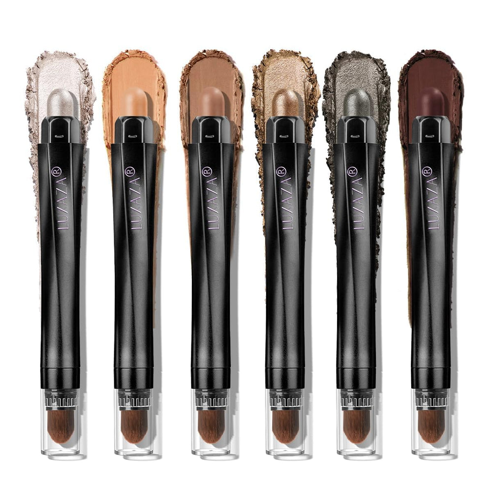 LUXAZA PRO neutral brown eyeshadow stick 6pcs set packaging with easy grip
