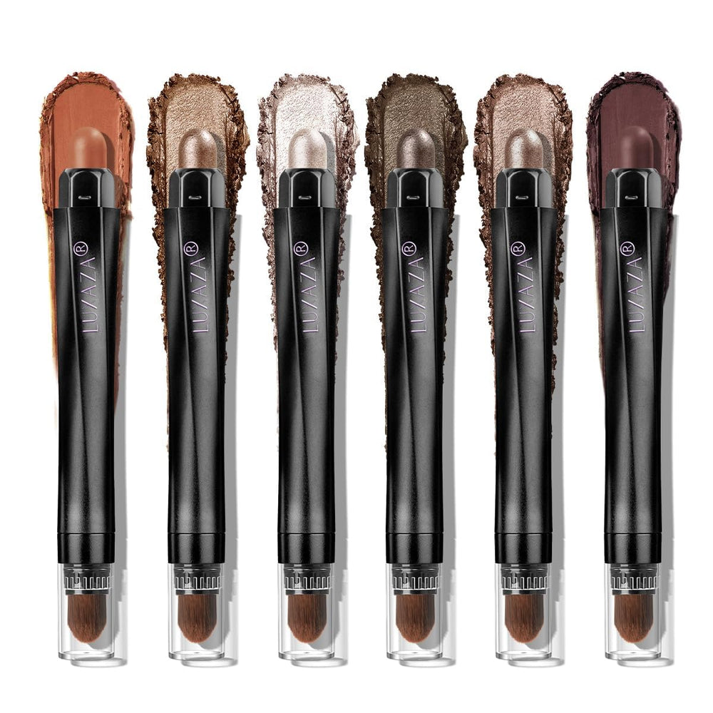 LUXAZA PRO Cinnamon Coco swatch on skin showing metallic shimmer finish.