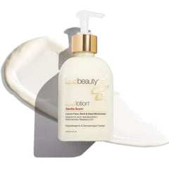LUXEBEAUTY non greasy moisturizer bottle delivers hydrated, breathable skin.
