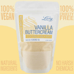 Luxiny vegan milk bath powder jar highlighting creamy texture for silky skin